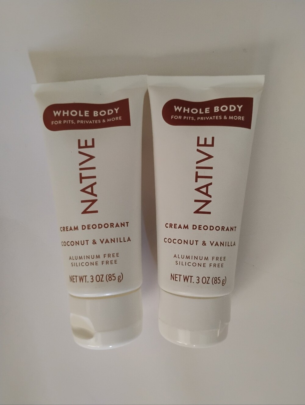 2 Native Whole Body Cream Deodorant Coconut & Vanilla .3 oz Aluminum Free